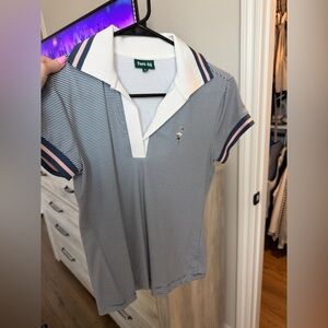 Fore All Striped Polo Shirt - Blue and White